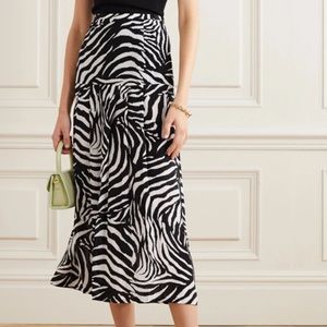 RIXO London Zebra Animal Print Nancy Midi Skirt 🦓